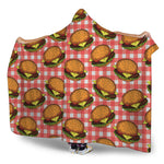 Hamburger Plaid Pattern Print Hooded Blanket