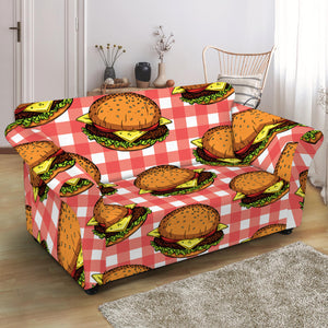 Hamburger Plaid Pattern Print Loveseat Slipcover