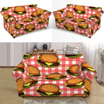 Hamburger Plaid Pattern Print Loveseat Slipcover