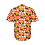 Hamburger Plaid Pattern Print Men's Baseball Jersey