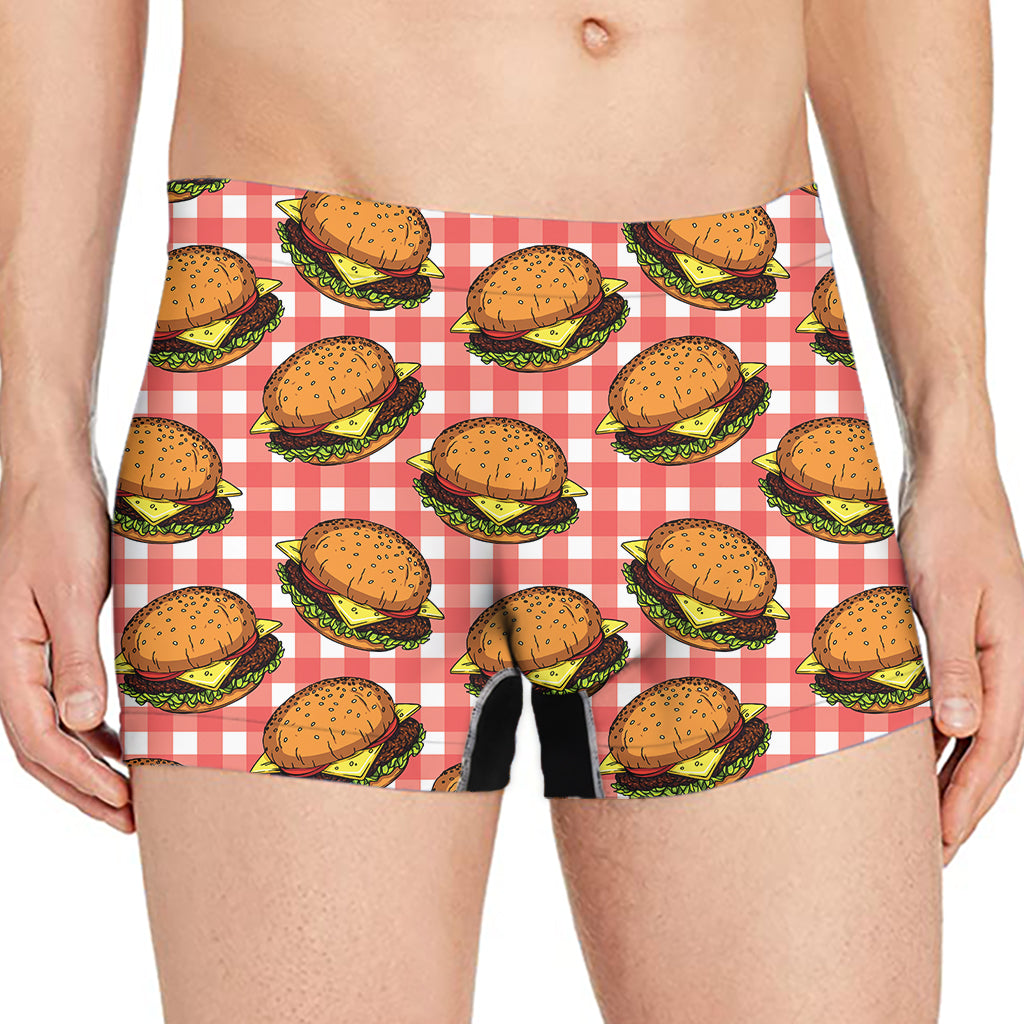 Hamburger Plaid Pattern Print Men's Boxer Briefs