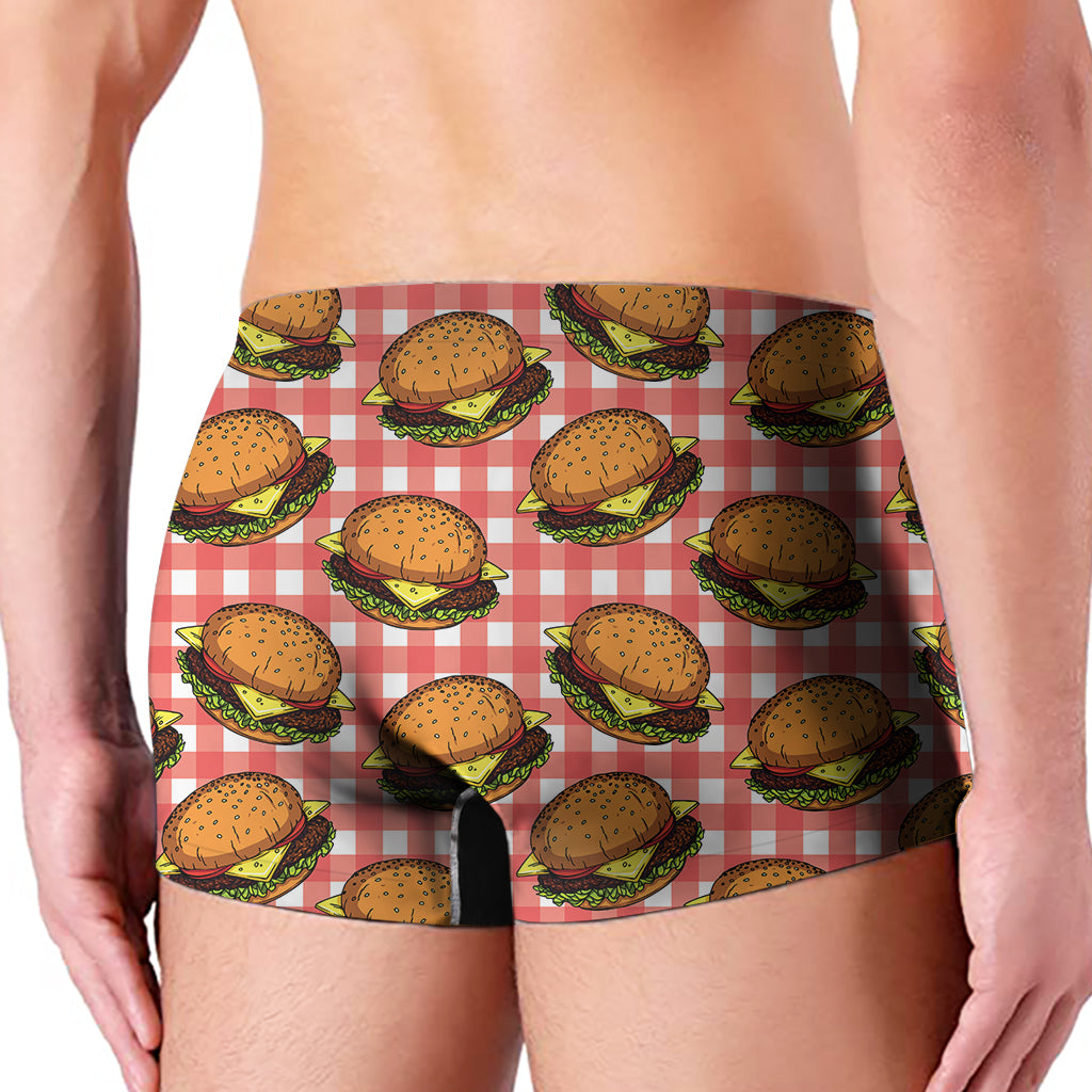 Hamburger Plaid Pattern Print Men's Boxer Briefs