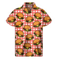 Hamburger Plaid Pattern Print Men's Short Sleeve Shirt