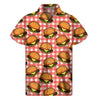 Hamburger Plaid Pattern Print Men's Short Sleeve Shirt