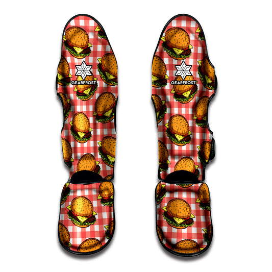 Hamburger Plaid Pattern Print Muay Thai Shin Guard