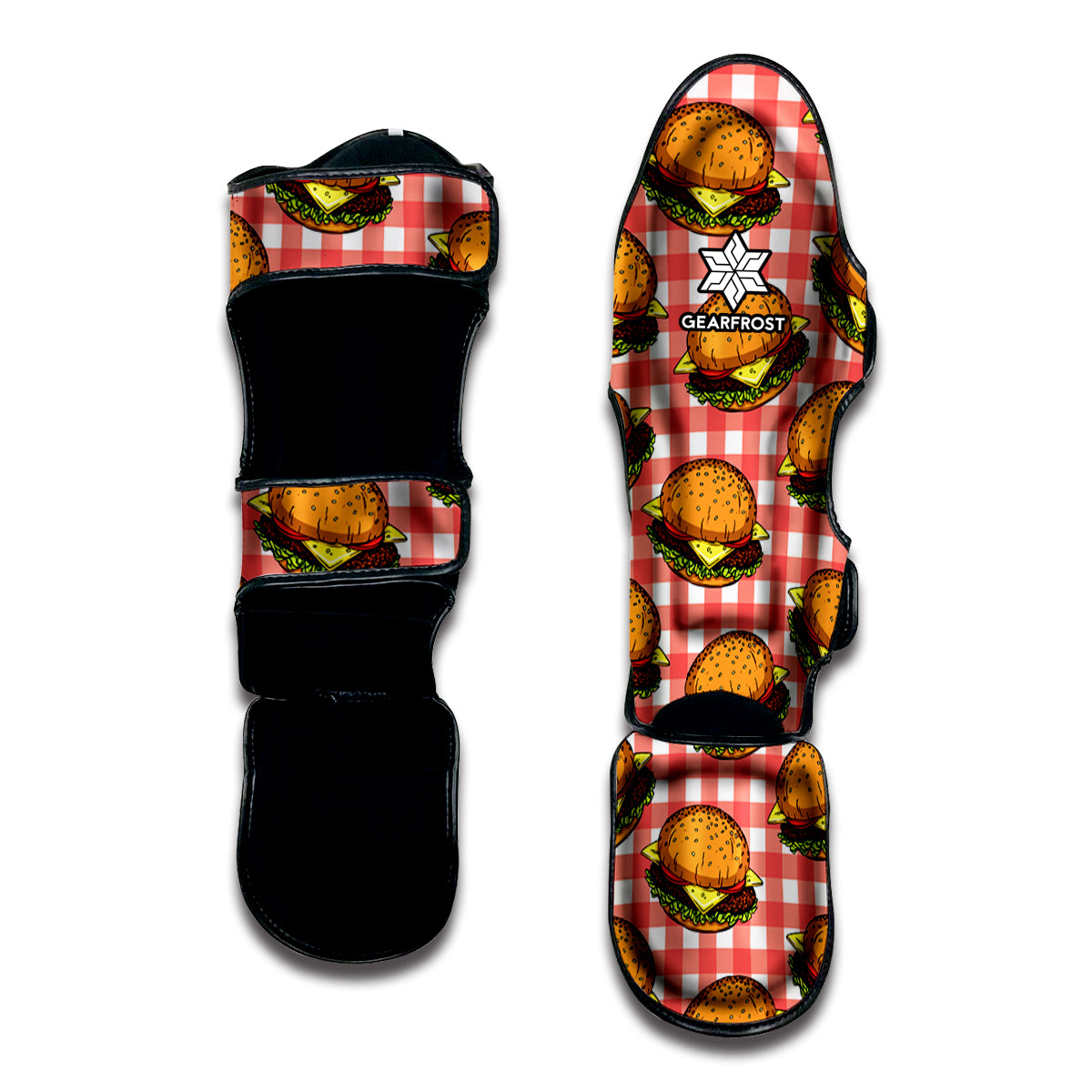 Hamburger Plaid Pattern Print Muay Thai Shin Guard