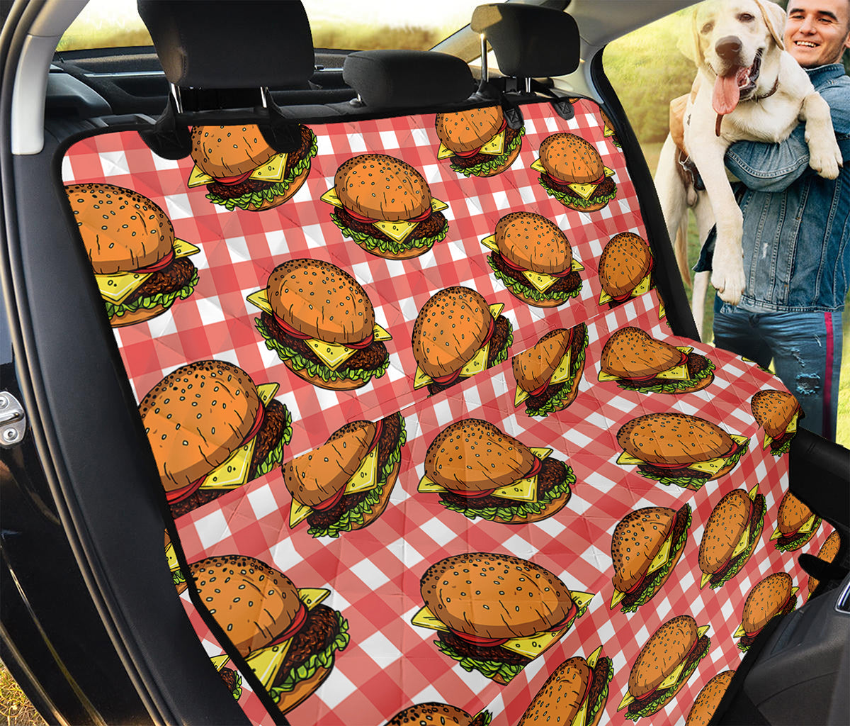 Hamburger Plaid Pattern Print Pet Car Back Seat Cover