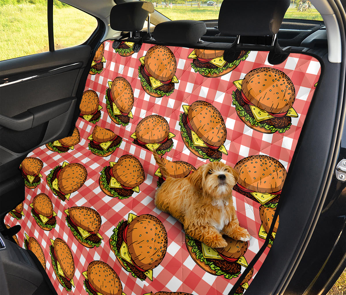 Hamburger Plaid Pattern Print Pet Car Back Seat Cover