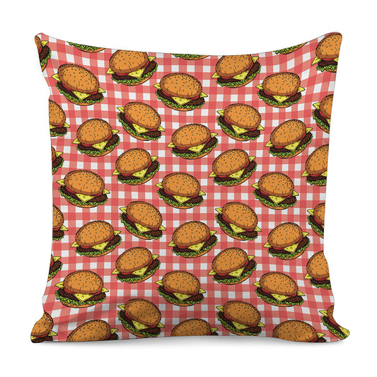 Hamburger Plaid Pattern Print Pillow Cover