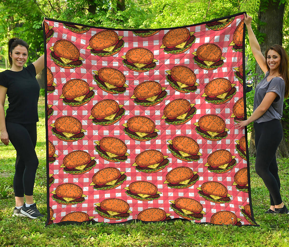 Hamburger Plaid Pattern Print Quilt