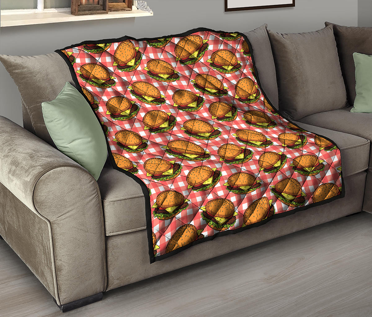 Hamburger Plaid Pattern Print Quilt