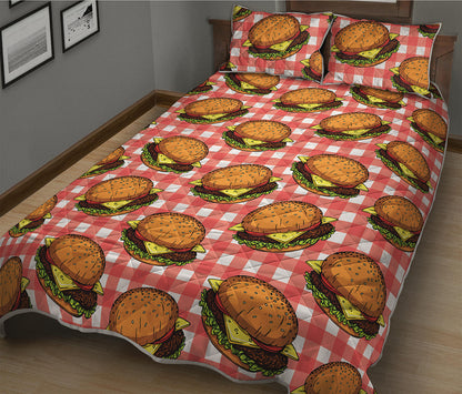 Hamburger Plaid Pattern Print Quilt Bed Set