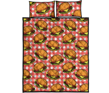 Hamburger Plaid Pattern Print Quilt Bed Set