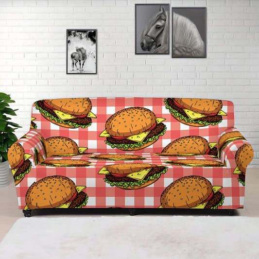 Hamburger Plaid Pattern Print Sofa Cover