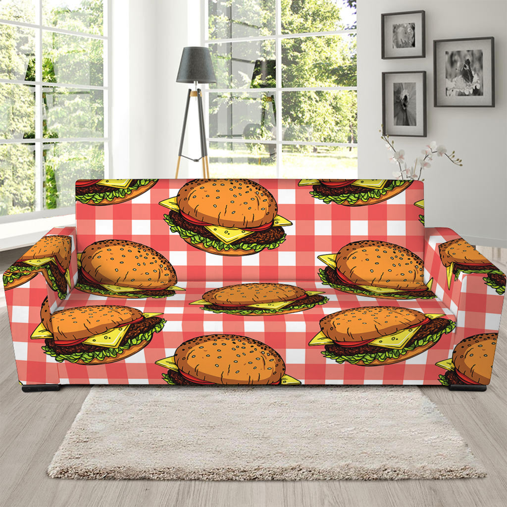 Hamburger Plaid Pattern Print Sofa Slipcover