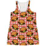 Hamburger Plaid Pattern Print Women's Racerback Tank Top