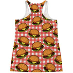 Hamburger Plaid Pattern Print Women's Racerback Tank Top