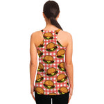 Hamburger Plaid Pattern Print Women's Racerback Tank Top