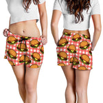 Hamburger Plaid Pattern Print Women's Shorts