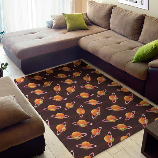 Hamburger Planet Pattern Print Area Rug