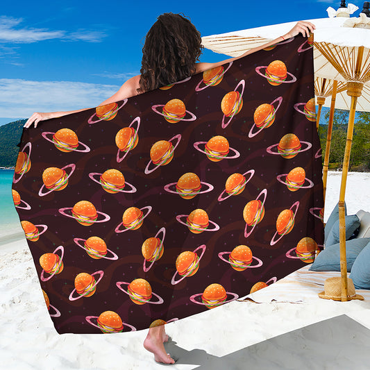 Hamburger Planet Pattern Print Beach Sarong Wrap