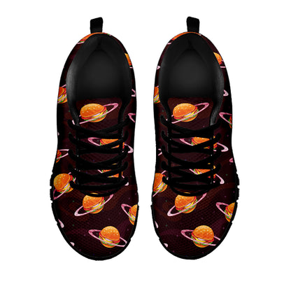 Hamburger Planet Pattern Print Black Sneakers