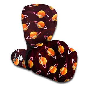 Hamburger Planet Pattern Print Boxing Gloves