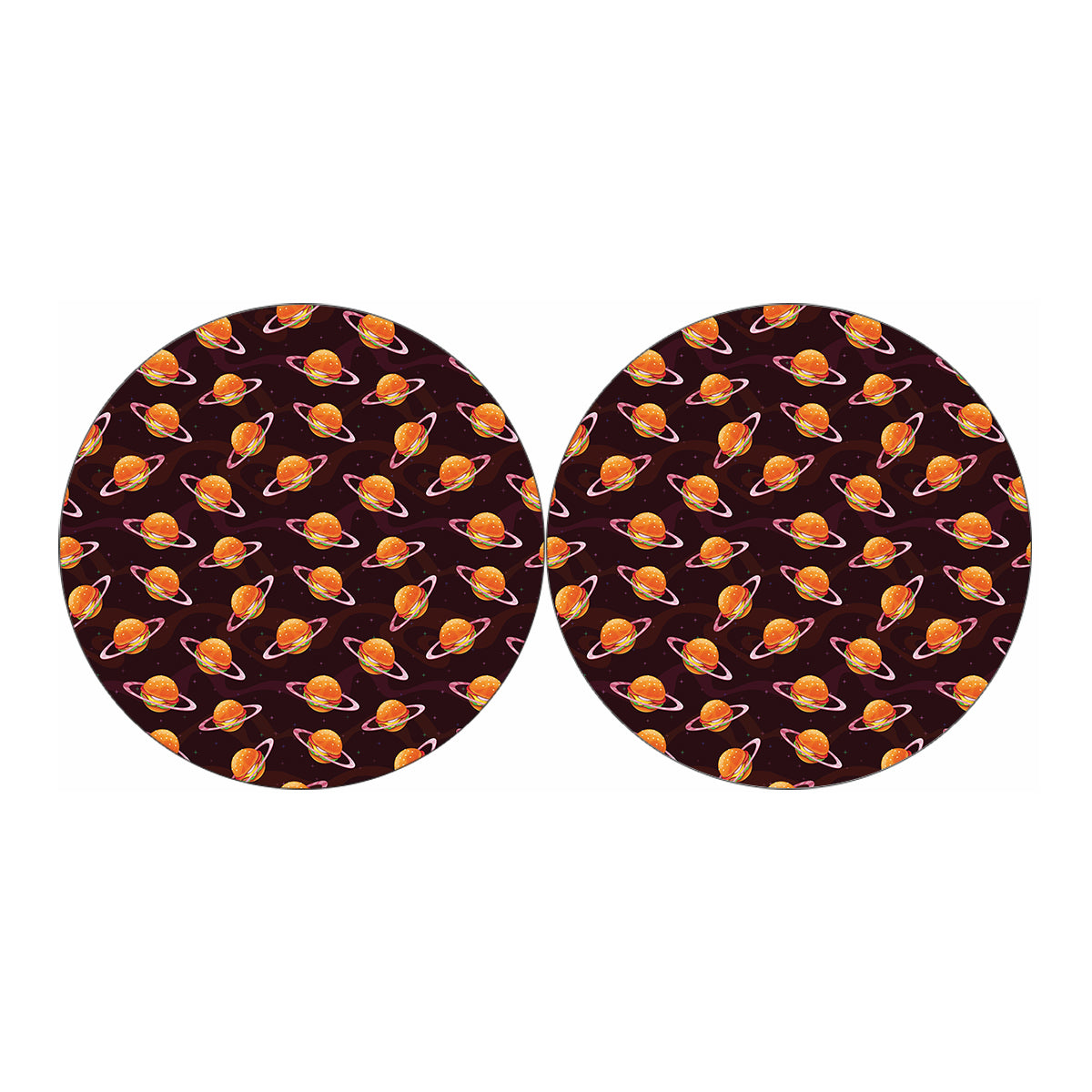 Hamburger Planet Pattern Print Car Coasters