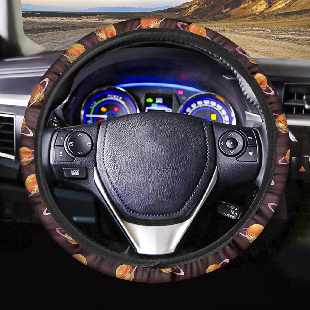 Hamburger Planet Pattern Print Car Steering Wheel Cover