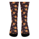 Hamburger Planet Pattern Print Crew Socks