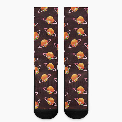 Hamburger Planet Pattern Print Crew Socks