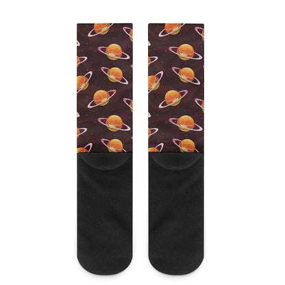 Hamburger Planet Pattern Print Crew Socks