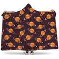 Hamburger Planet Pattern Print Hooded Blanket