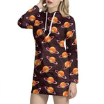 Hamburger Planet Pattern Print Hoodie Dress