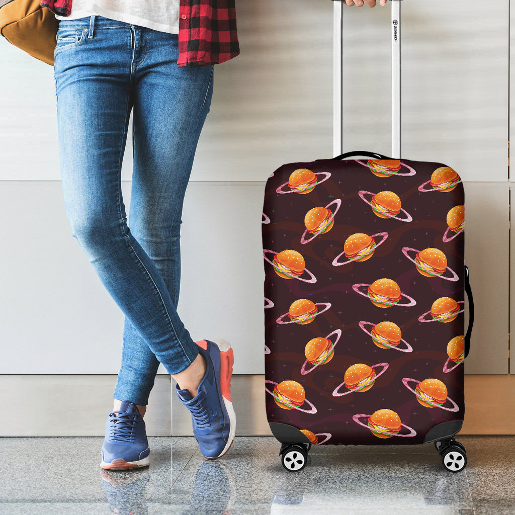 Hamburger Planet Pattern Print Luggage Cover