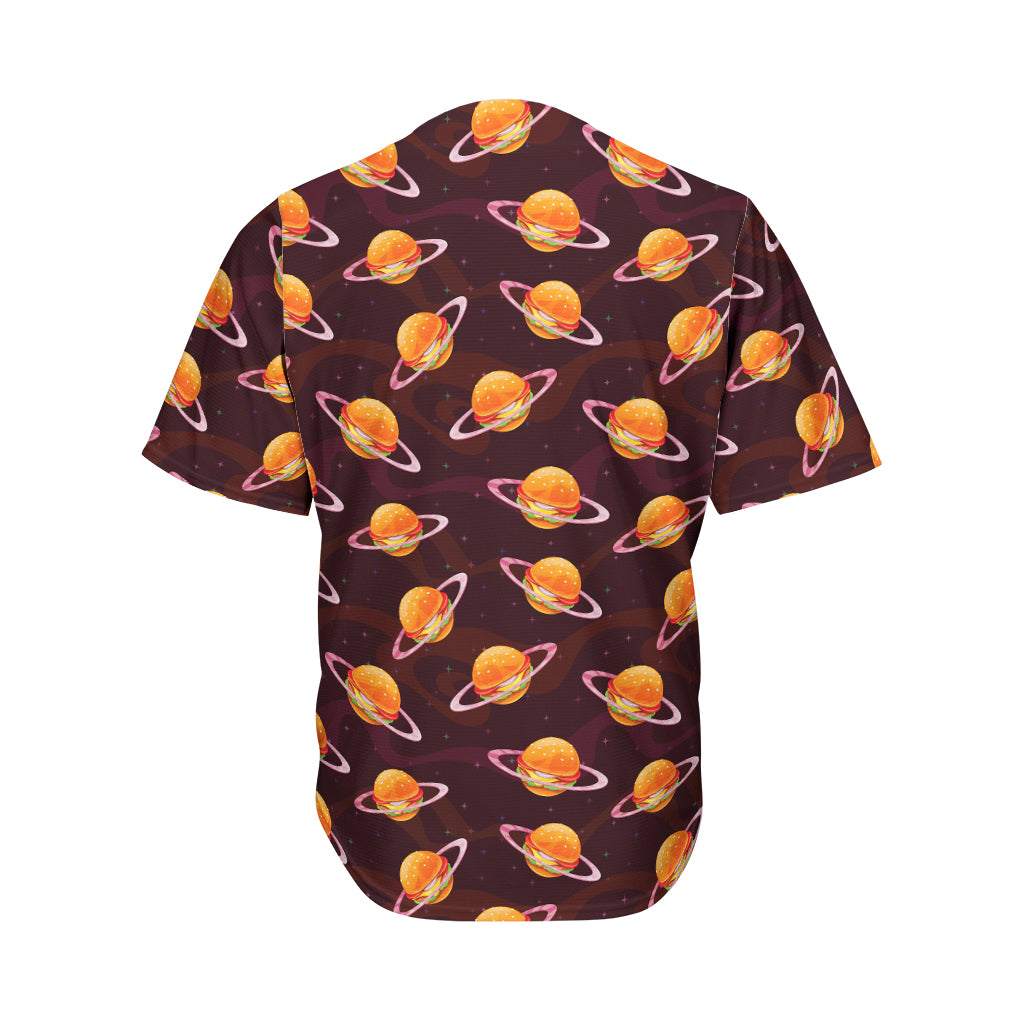 Hamburger Planet Pattern Print Men's Baseball Jersey