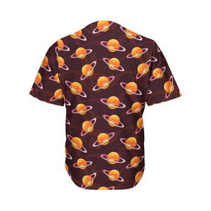 Hamburger Planet Pattern Print Men's Baseball Jersey