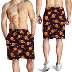 Hamburger Planet Pattern Print Men's Shorts