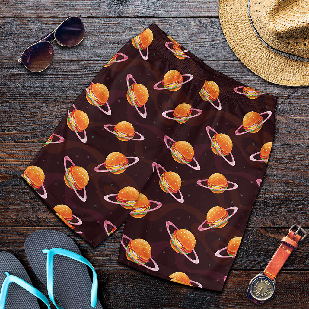 Hamburger Planet Pattern Print Men's Shorts