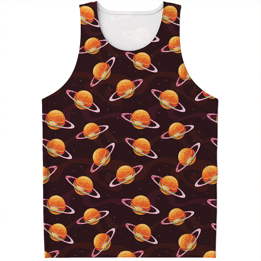 Hamburger Planet Pattern Print Men's Tank Top