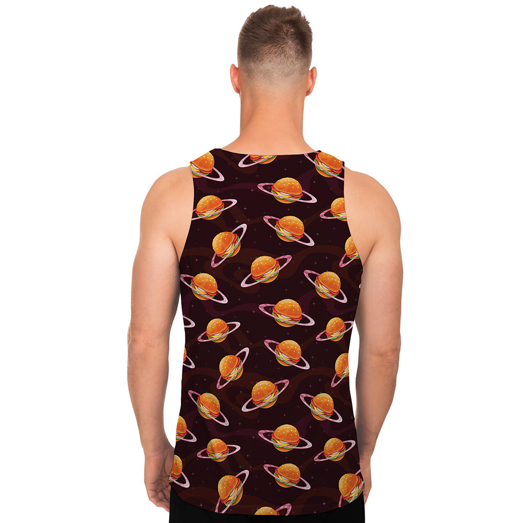 Hamburger Planet Pattern Print Men's Tank Top