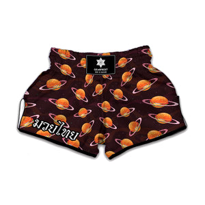 Hamburger Planet Pattern Print Muay Thai Boxing Shorts