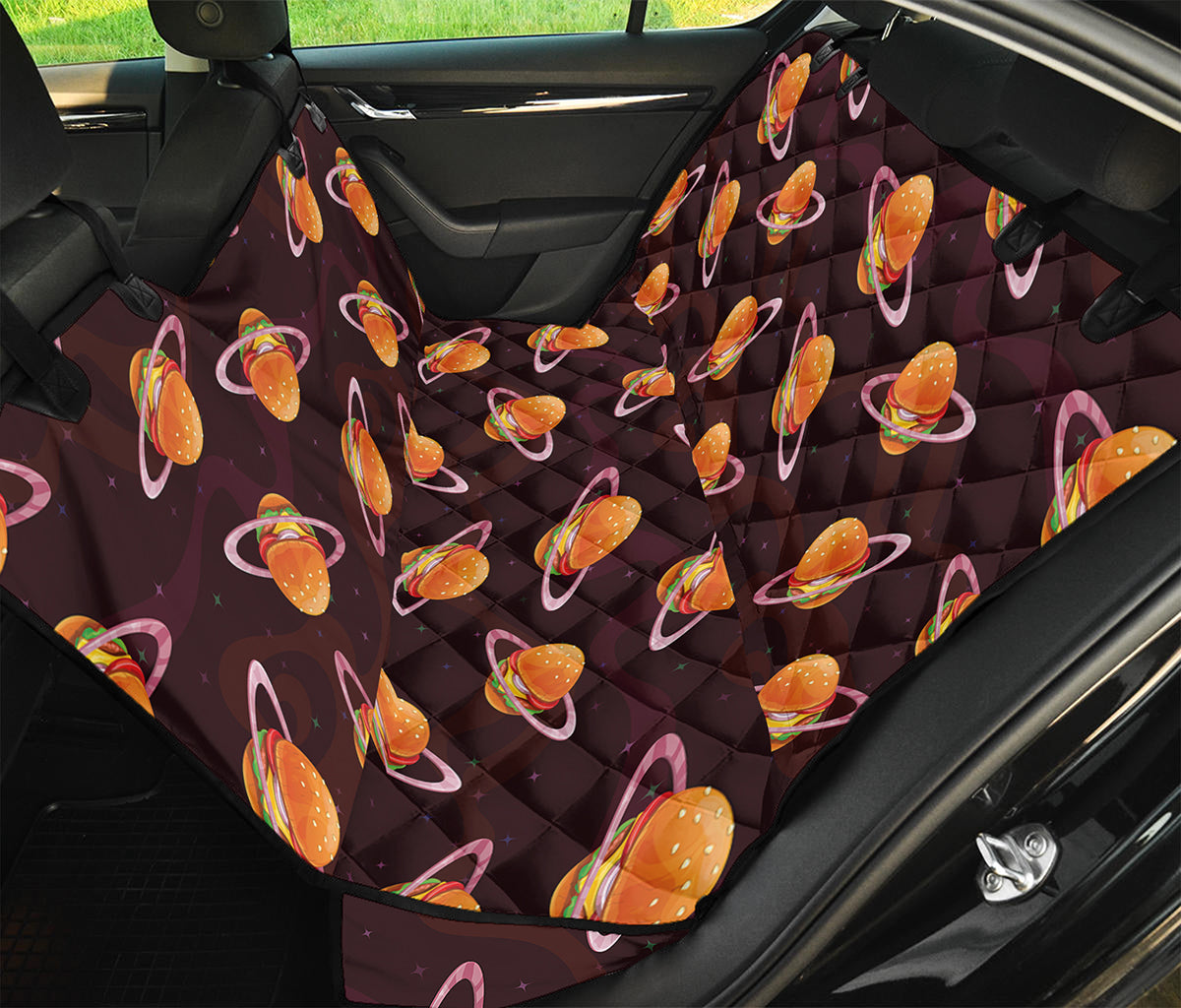 Hamburger Planet Pattern Print Pet Car Back Seat Cover