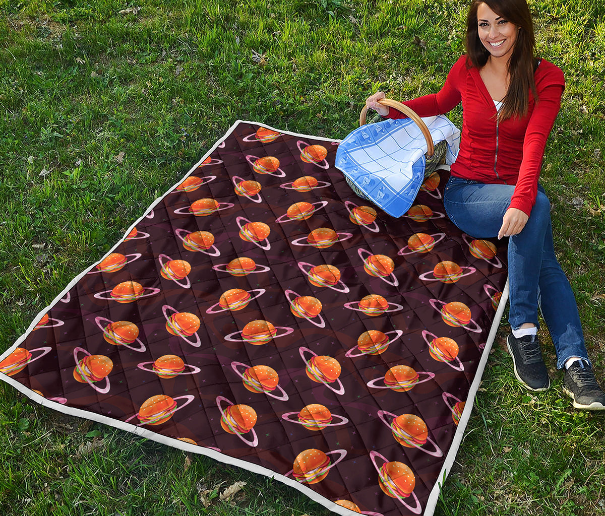 Hamburger Planet Pattern Print Quilt