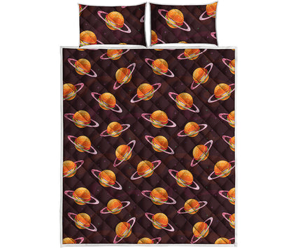 Hamburger Planet Pattern Print Quilt Bed Set