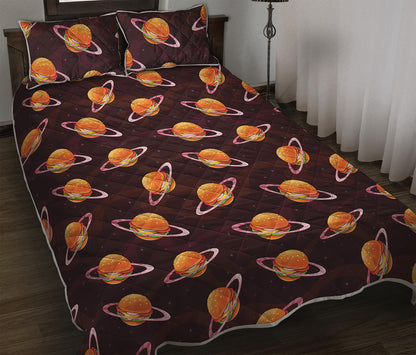 Hamburger Planet Pattern Print Quilt Bed Set