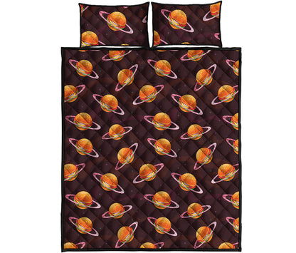 Hamburger Planet Pattern Print Quilt Bed Set
