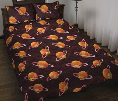 Hamburger Planet Pattern Print Quilt Bed Set