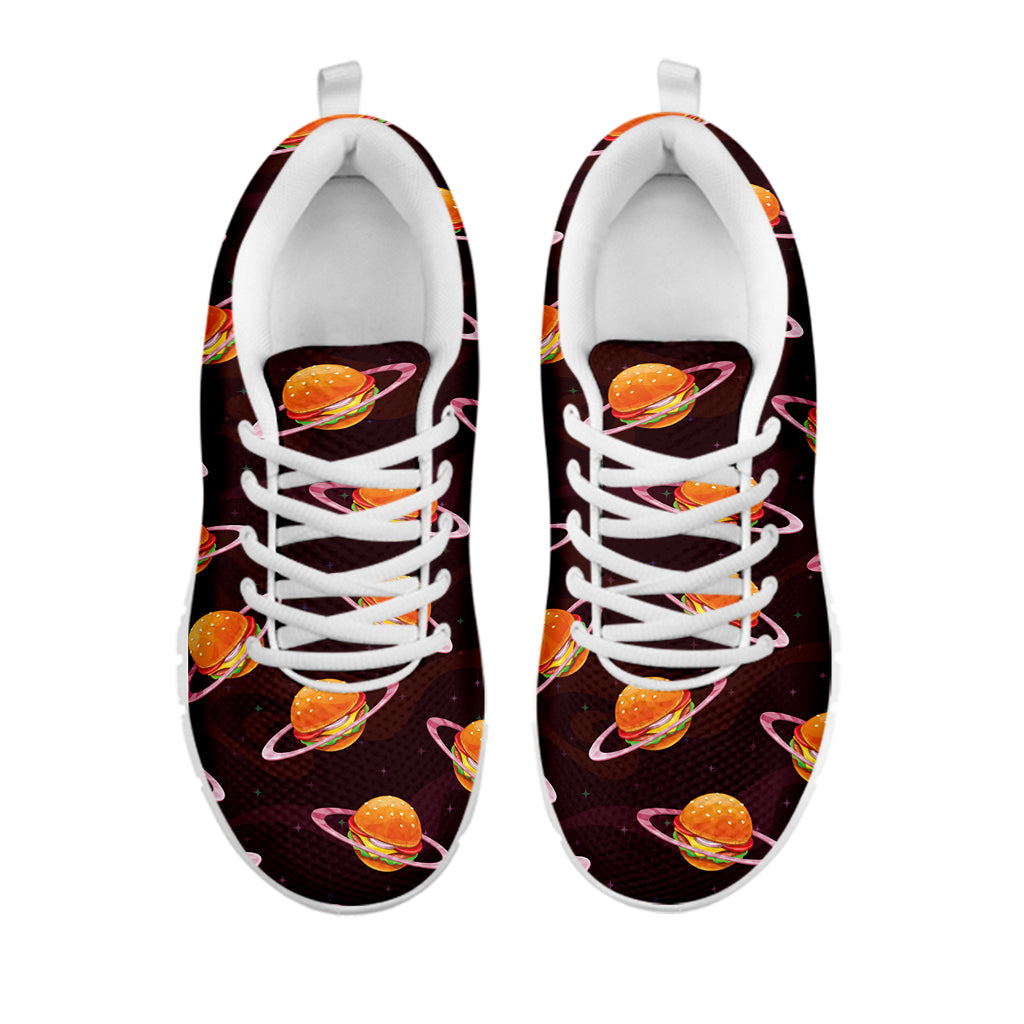 Hamburger Planet Pattern Print White Sneakers