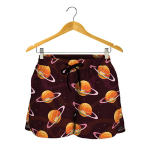 Hamburger Planet Pattern Print Women's Shorts